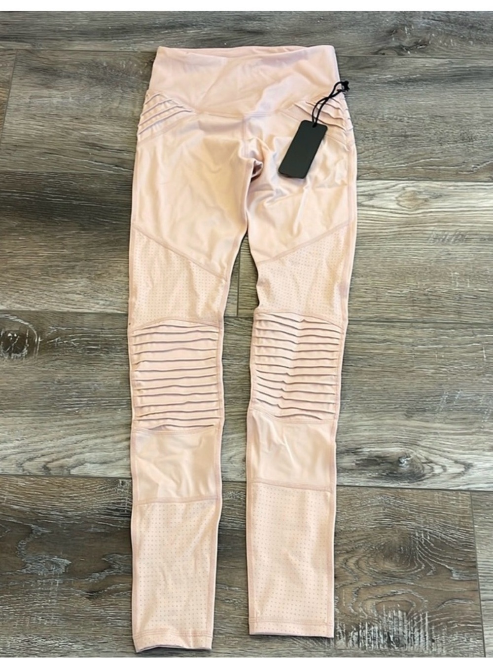 L’URV Blush Moto Leggings XS Nude Pink Mesh Panel Activewear - Picture 6 of 9